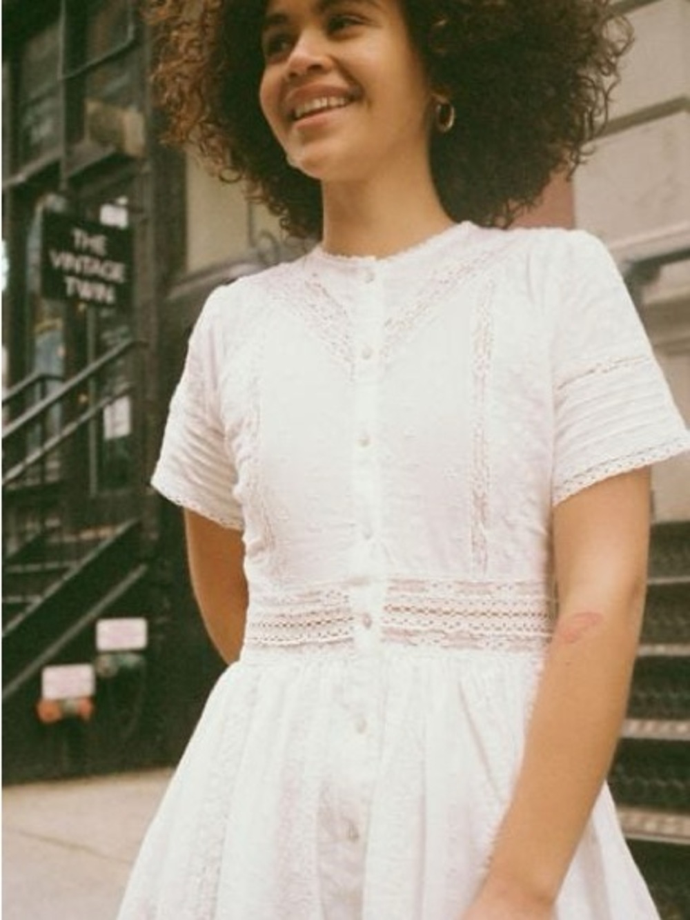 Urban Outfitters Victoria Eyelet Button-Front Midi Dress
